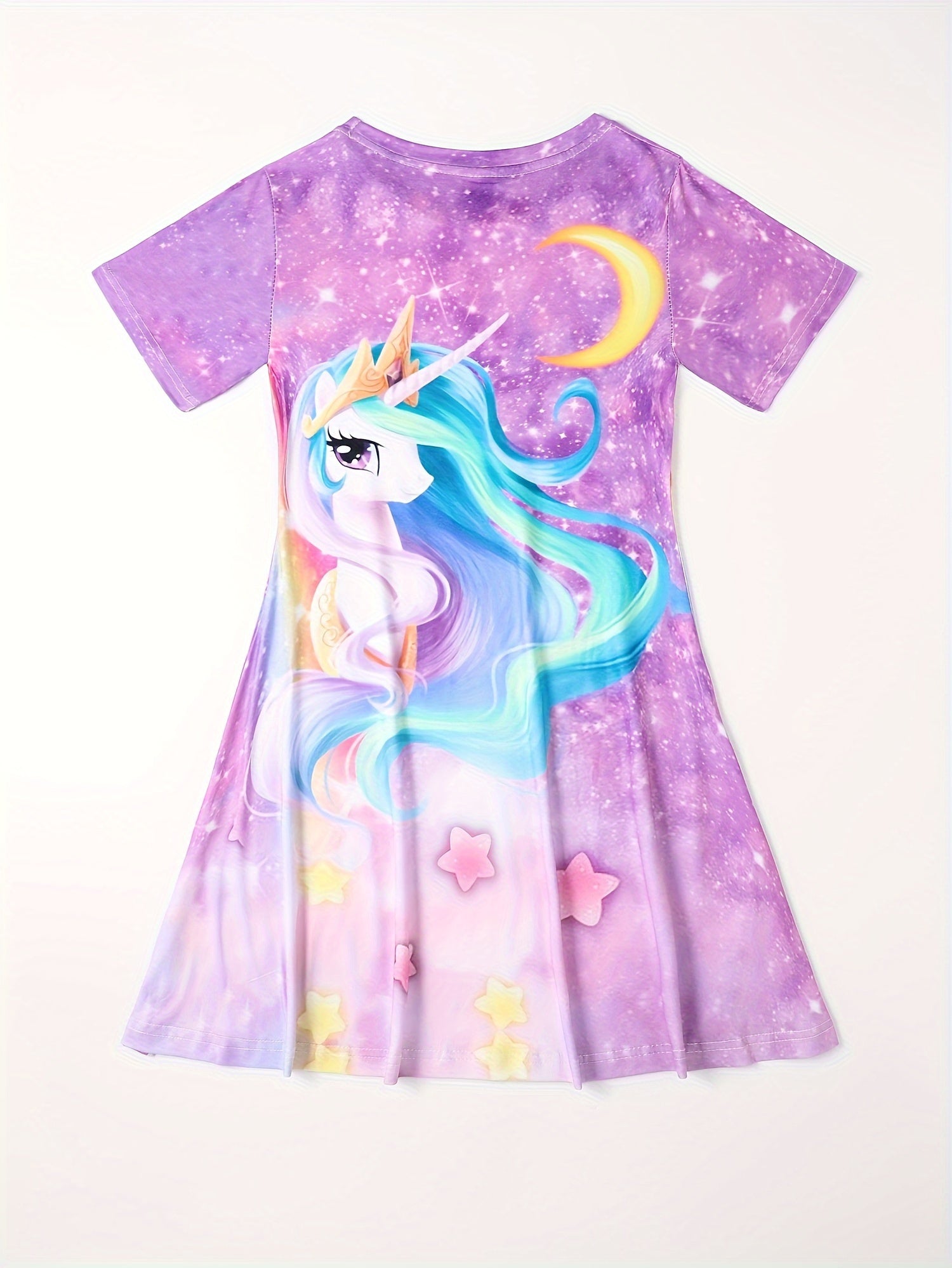 Girls 3D Unicorn Short Sleeve Dress Summer Clothes Gift Party
