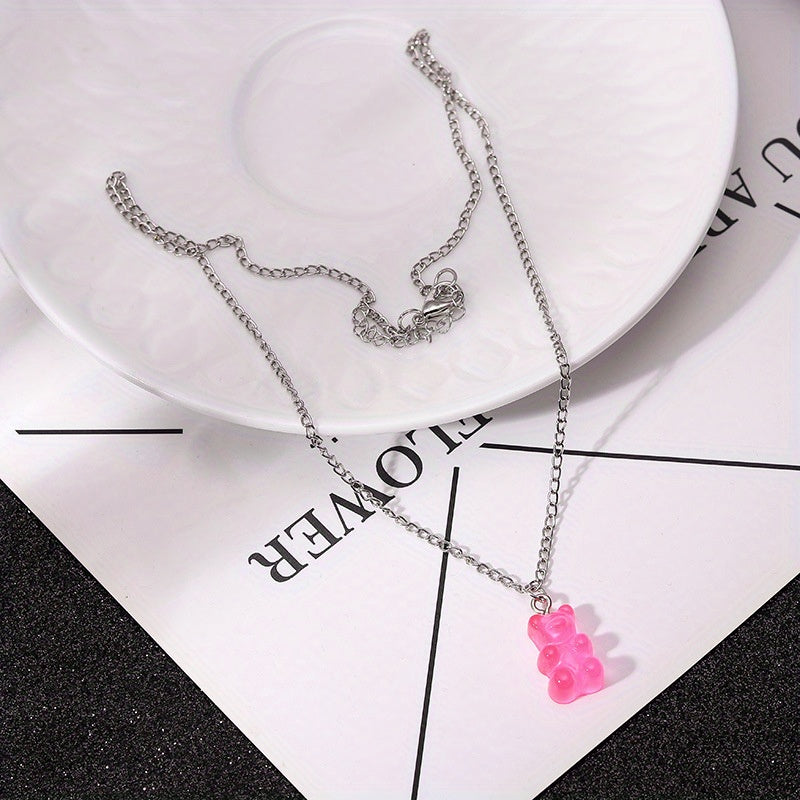 Candy Bear Chain Pendant Necklace For Women Girls Animal Jewelry