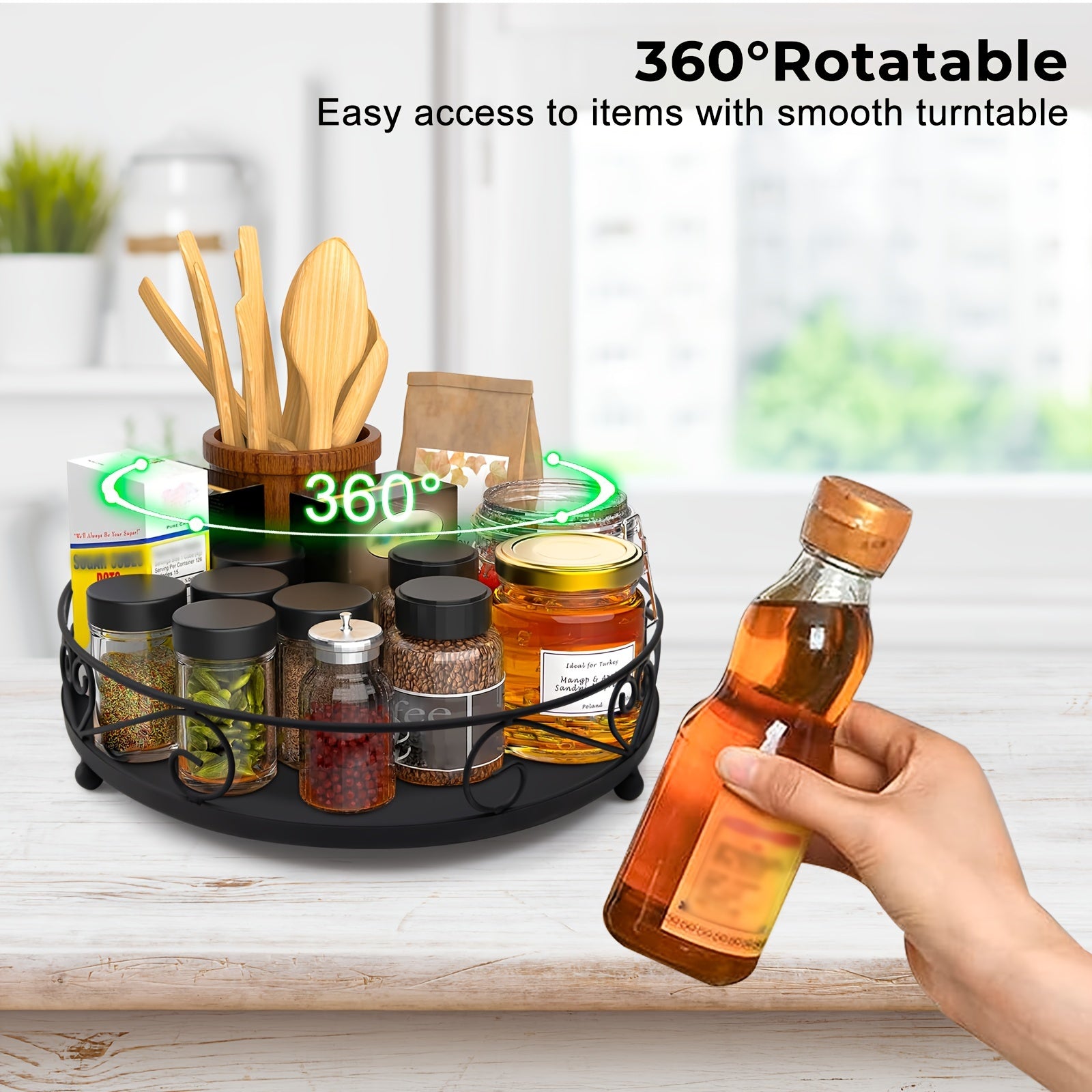 30 48 Cm Lazy Susan Organizer for Cabinet Metal Spice Rack