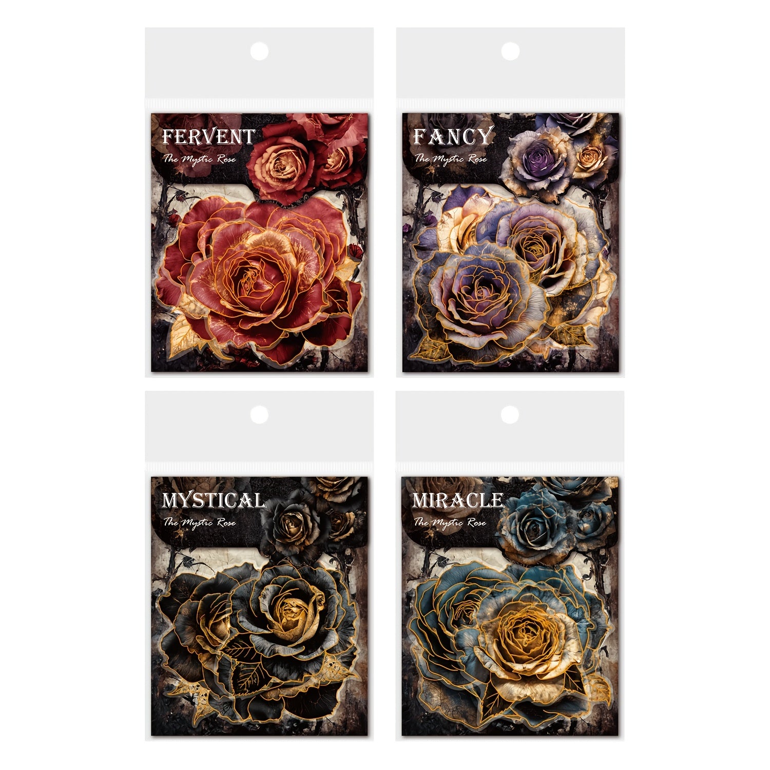 10Sheets Mysterious Rose Retro Floral Bronzing Journal Sticker