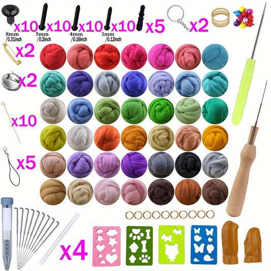 Needle Felting Kit 42 Colors Wool Roving Set with Tools