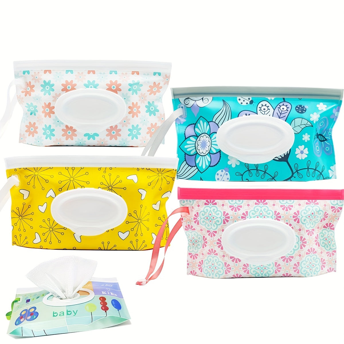 2pcs Portable Baby Wipe Dispenser Reusable Travel Wet Wipe Pouch