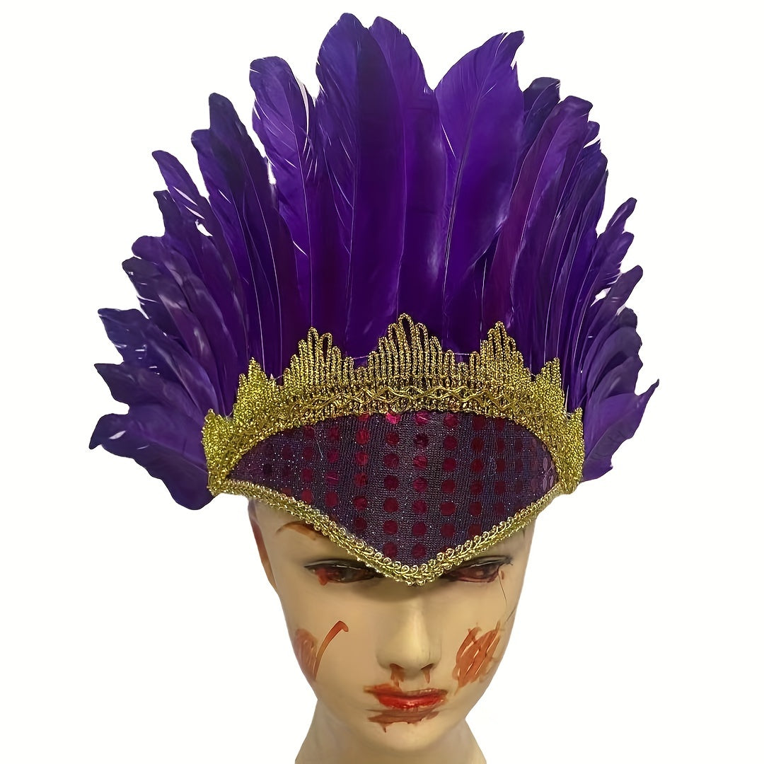 Colorful Feather Headdress for Halloween Show Party