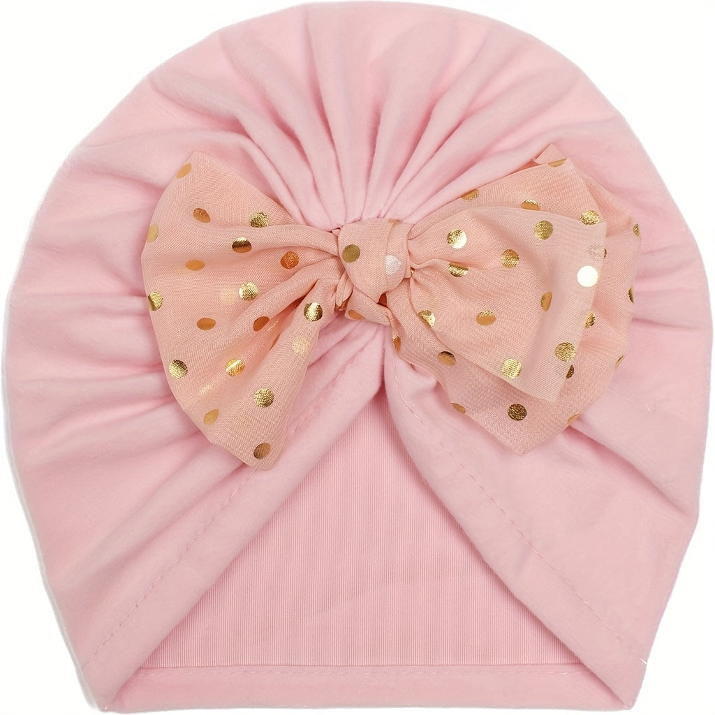 Candy Bronzing Point Bow Baby Headscarf Hat