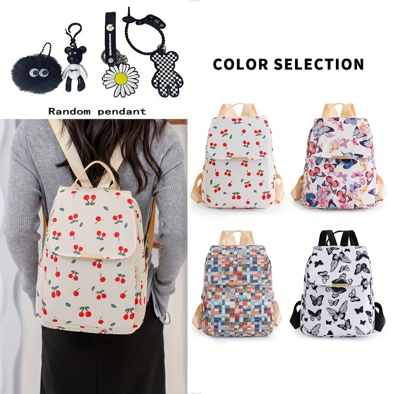 Butterfly Print Waterproof Backpack Lightweight Oxford School Bag