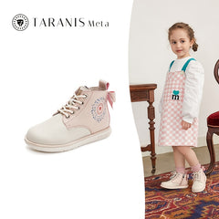 TARANIS Toddler Girls Side Zipper Boots Soft Soled Anti-Slip Shoes With Bow