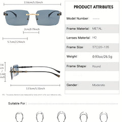 Men's Rimless Rectangle Sunglasses UV Resistant Casual Sunglasses