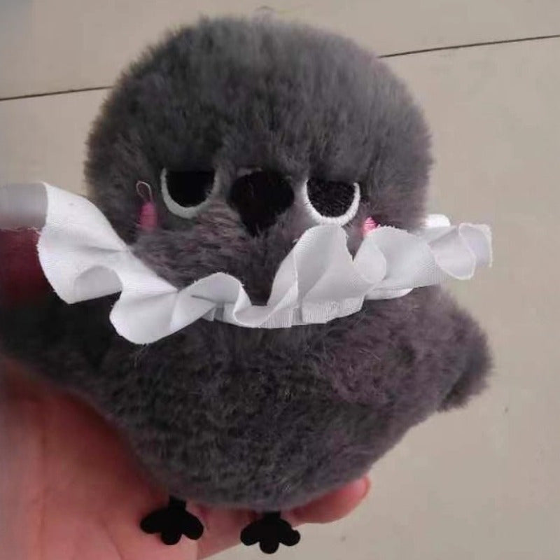 5pcs 12cm Gray Powder Blusher Small Crow Plush Toys Backpack Hook Key Chain