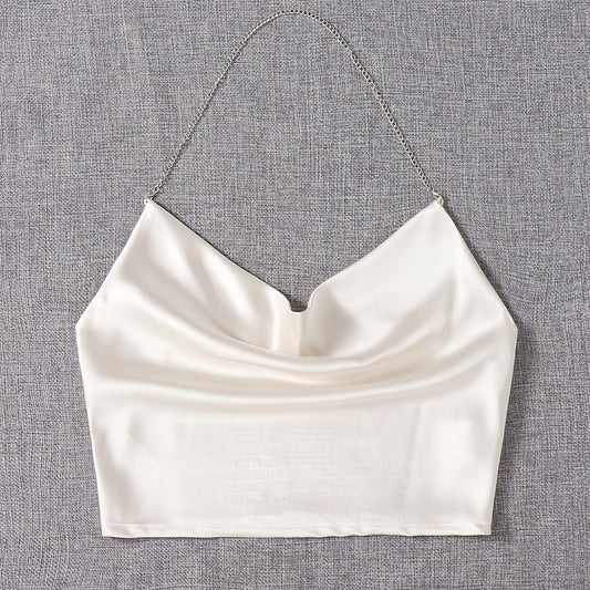 Chain Crop Halter Top Sleeveless Summer Casual Women's Clothing