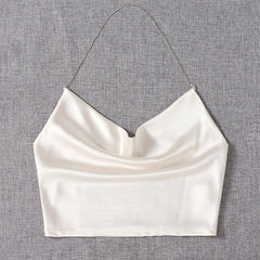 Chain Crop Halter Top Sleeveless Summer Casual Women's Clothing