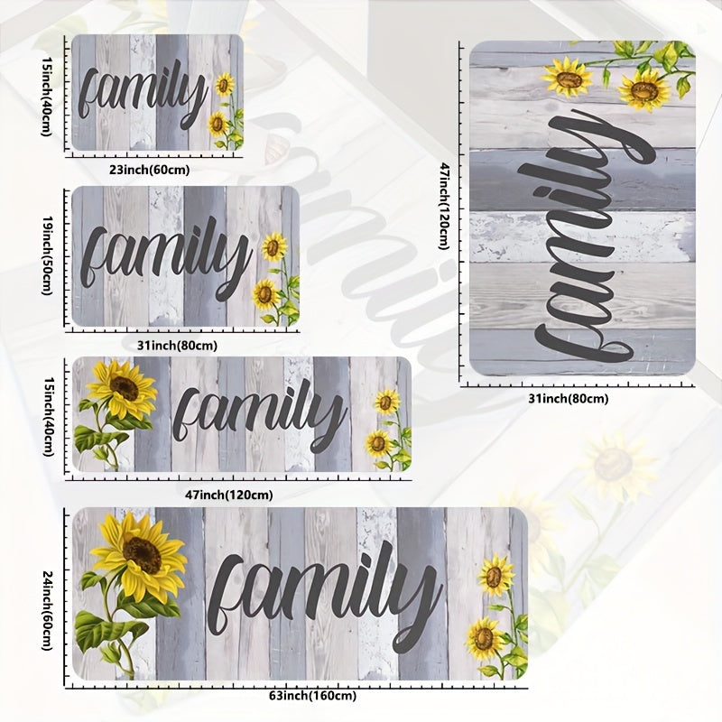 Sunflower Print Kitchen Mat Non-slip Soft Entrance Doormat