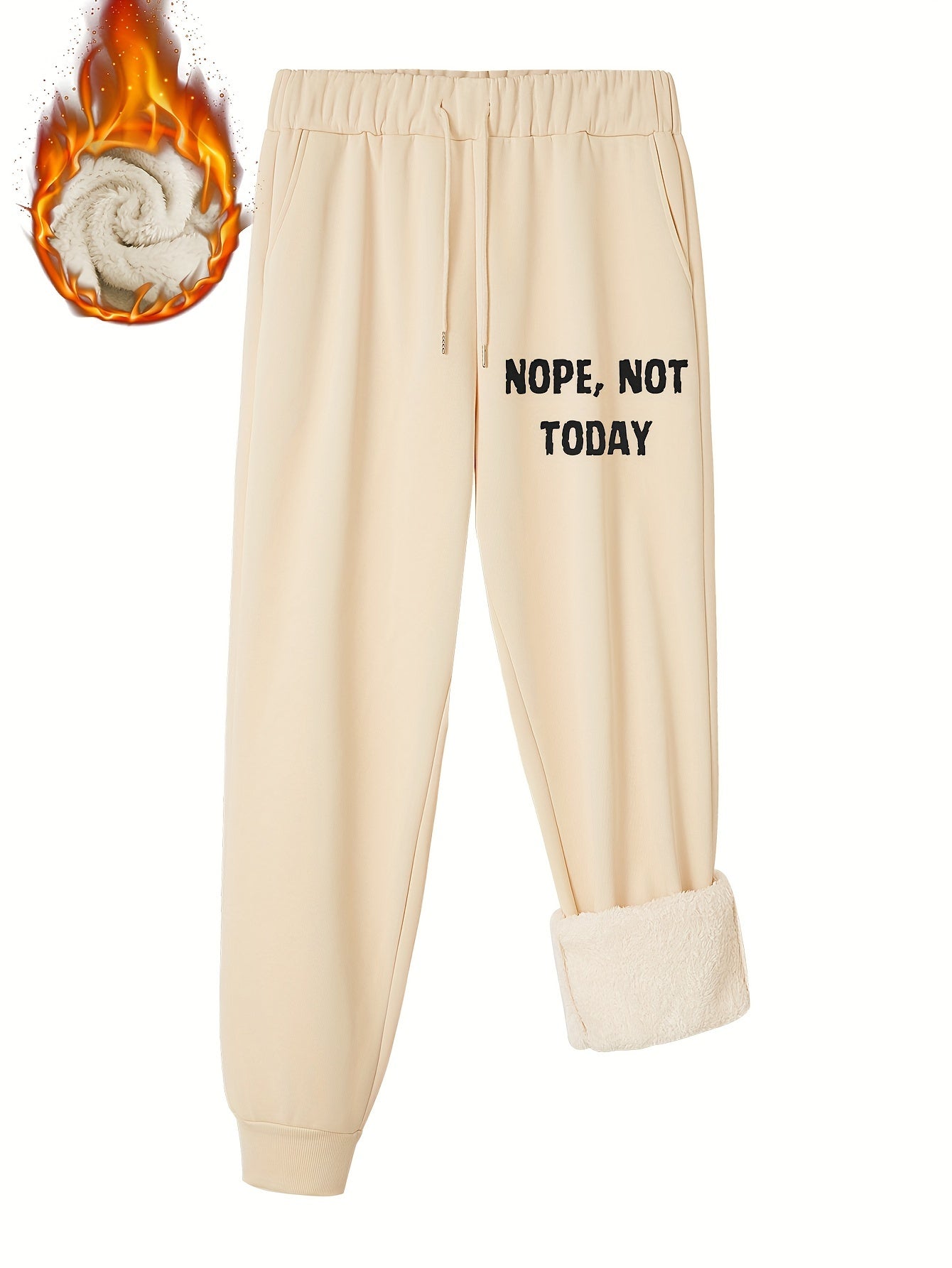  Slogan Print Joggers Elastic Drawstring Pants