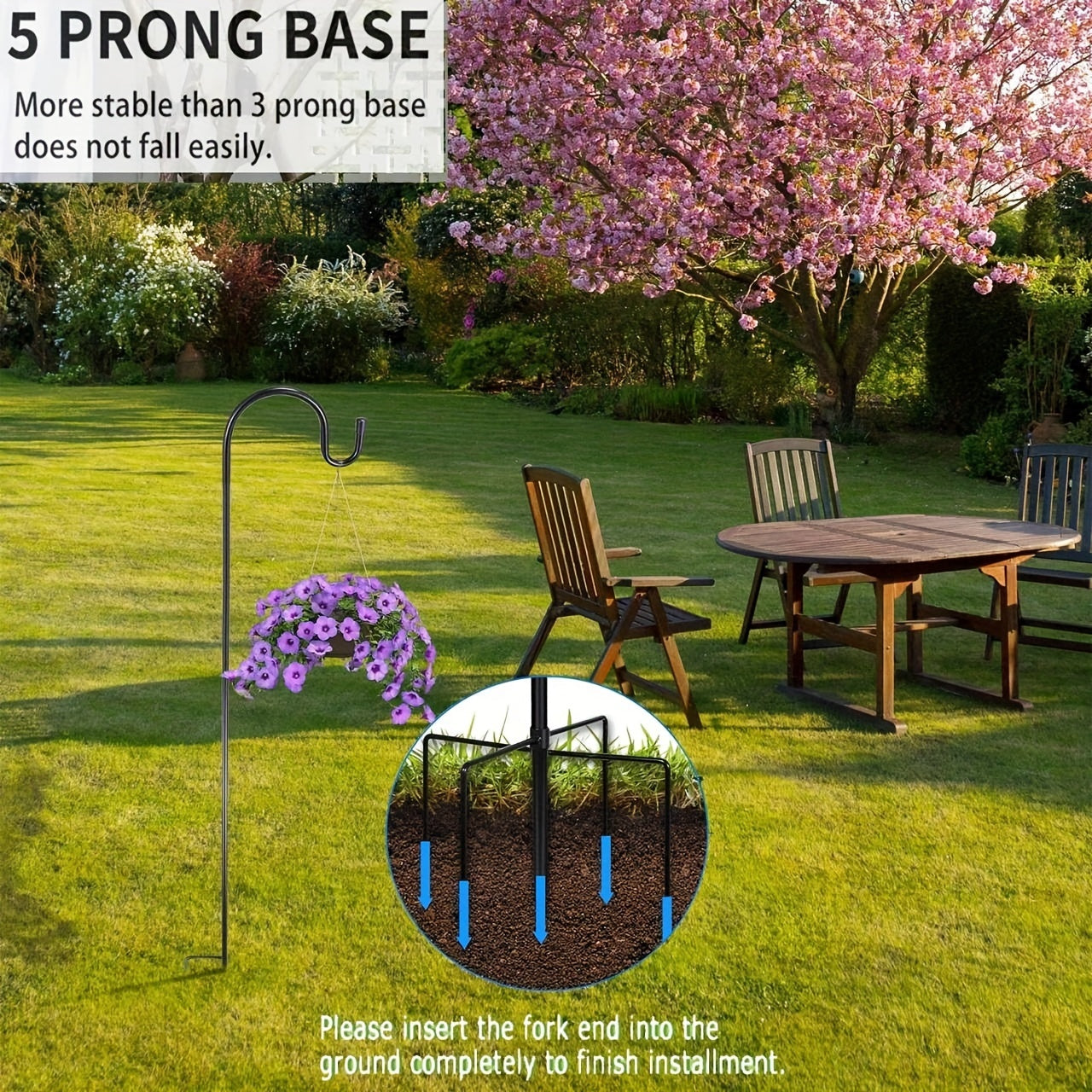 Outdoor Sheep Hook Garden Post Plant Stand Hook