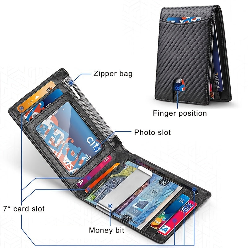 RFID Blocking Mens Slim Wallet Money Clip