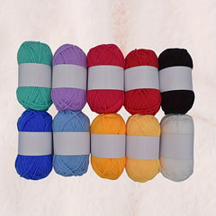 10pcs Solid Yarn In 10 Colors For Knitting Crocheting Weaving 25g