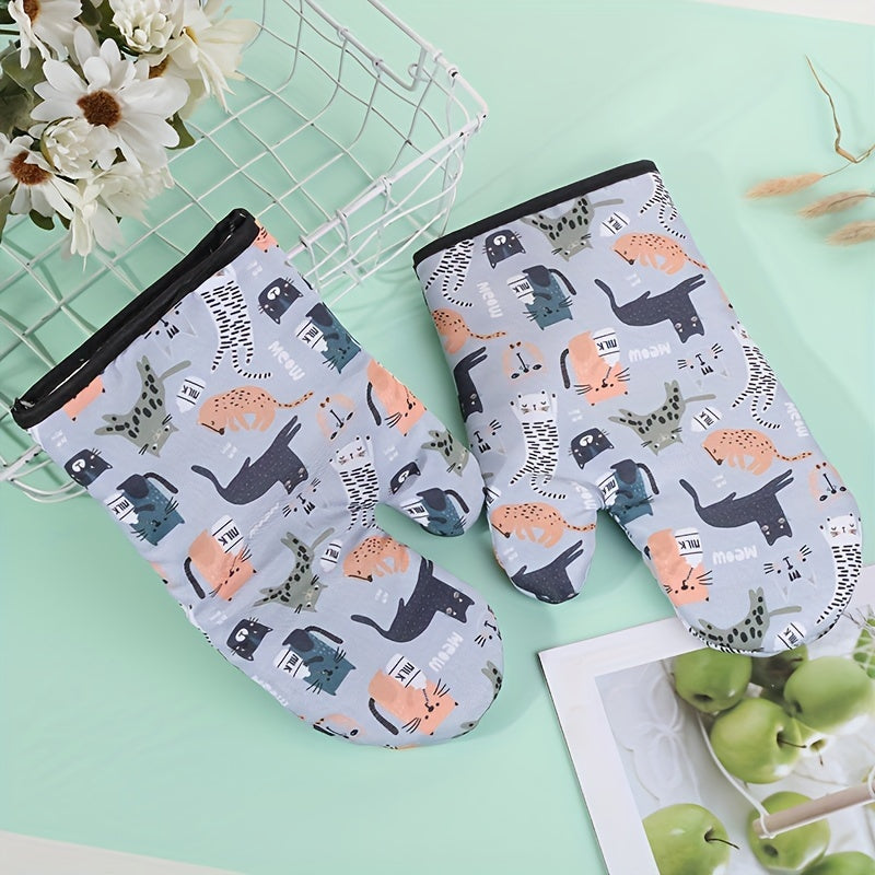 Cartoon Cat Oven Insulation Gloves - Microwave & Baking Gloves