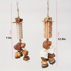 Wooden Gnawing Skewers Cuttlefish Bone Teething Toys for Pet Birds