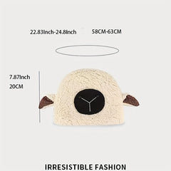 Sheep Ear Plush Beanie Warm Fisherman Hat for Winter