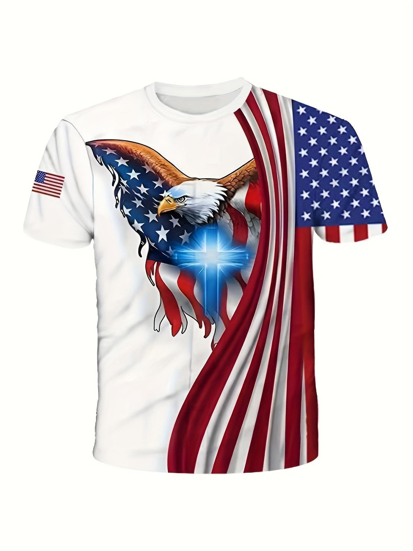 Men's American Flag Eagle Lion 3D Print Tee Top
