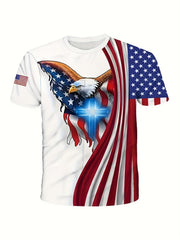 Men's American Flag Eagle Lion 3D Print Tee Top