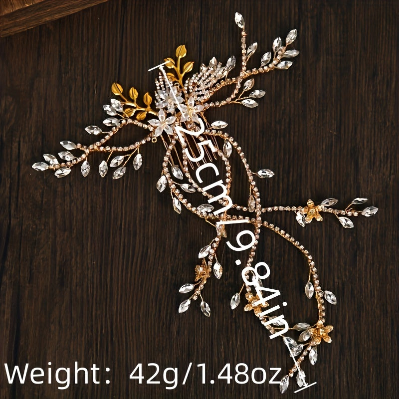 Crystal Bride Wedding Hair Comb Leaf Bridal Headpieces