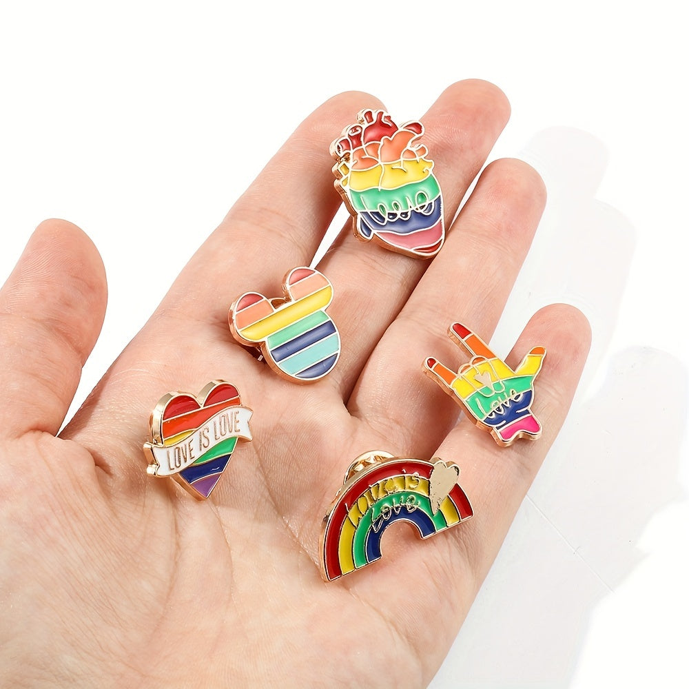 20pcs Random Cartoon DIY Metal Pins for Men Clothes - Seven Rainbow Hair