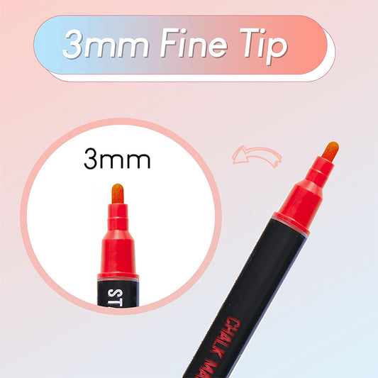 8 Liquid Chalk Pens 3mm Fine Tip Vibrant Colors for Glass Mirrors Whiteboards
