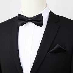 2pcs Bow Tie Pocket Square Set Men's Business Casual Dress Accessories