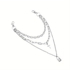 Lock And Cross Pendant Metal Chain Men's Waist Chain