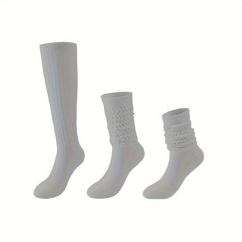Solid Calf Socks Knee High Stockings Women's Hosiery