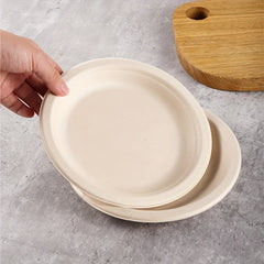50pcs Natural Paper Disposable Plates Party Tableware Supplies