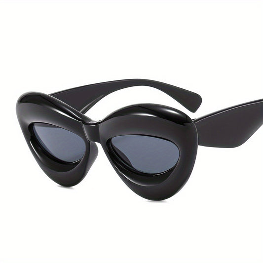 Y2K Inflated Cat Eye Sunglasses For Women Men Block Thick Lip Glasses