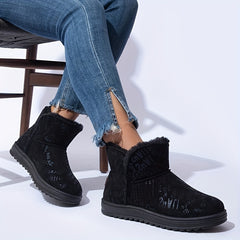 Women's Plush Lined Snow Boots - Warm Winter Ankle Boots