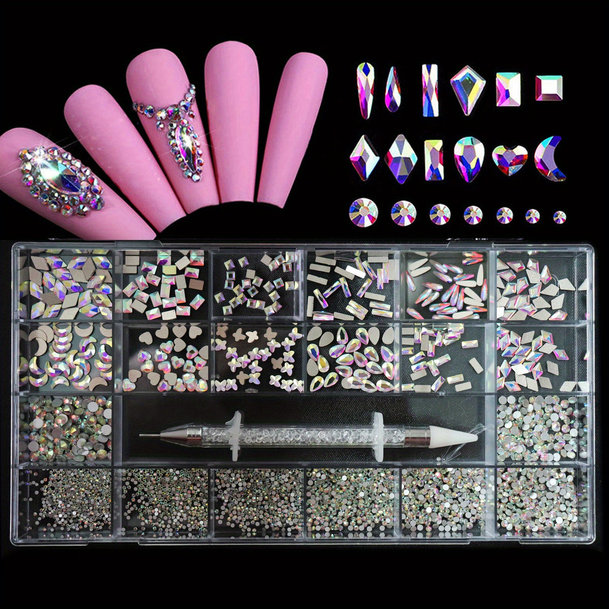 Assorted Nail Rhinestones Set - Decorative Gems for Nail Art
