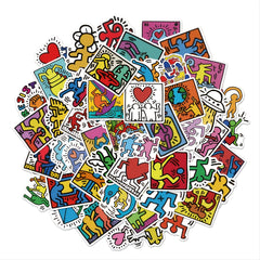 50sheets Skate Haring Sticker Waterproof Phone Case Decor Sticker