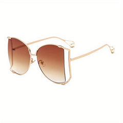 Oversized Metal Sunglasses for Women Gradient UV400 Sun Shades