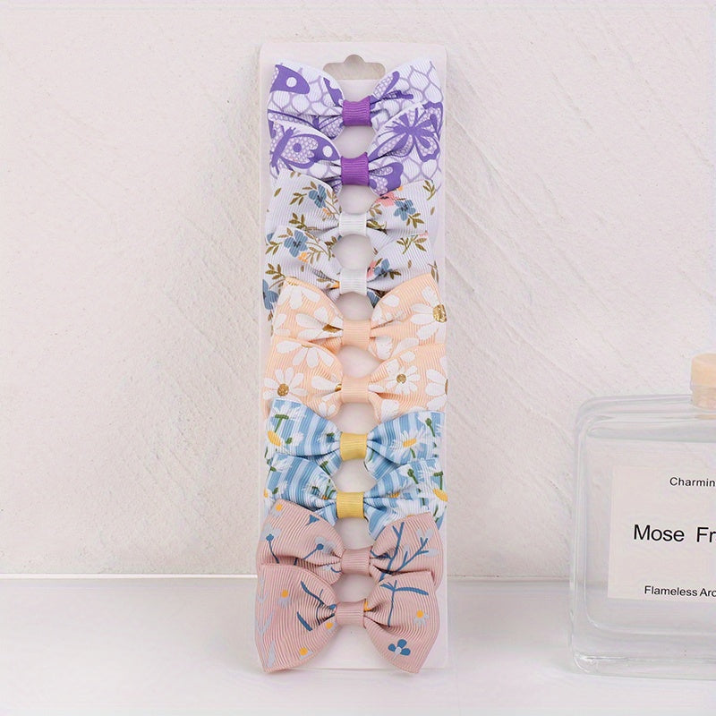 10pcs Unicorn Print Bow Hair Clip Prom Girls Hair Accessories