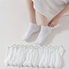 12 Pairs Women's Solid Ankle Socks - Comfy & Breathable Stockings