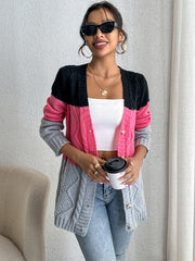 Casual Long Sleeve Cardigan For Spring & Fall Women's Clothing