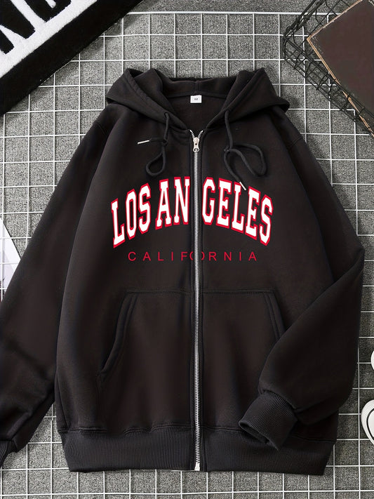 Kangaroo Pocket Drawstring Hoodie Zip Up Sweatshirt for Women