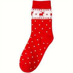 5 Pairs Floral & Polka Dot Socks Soft Mid Tube Women's Stockings