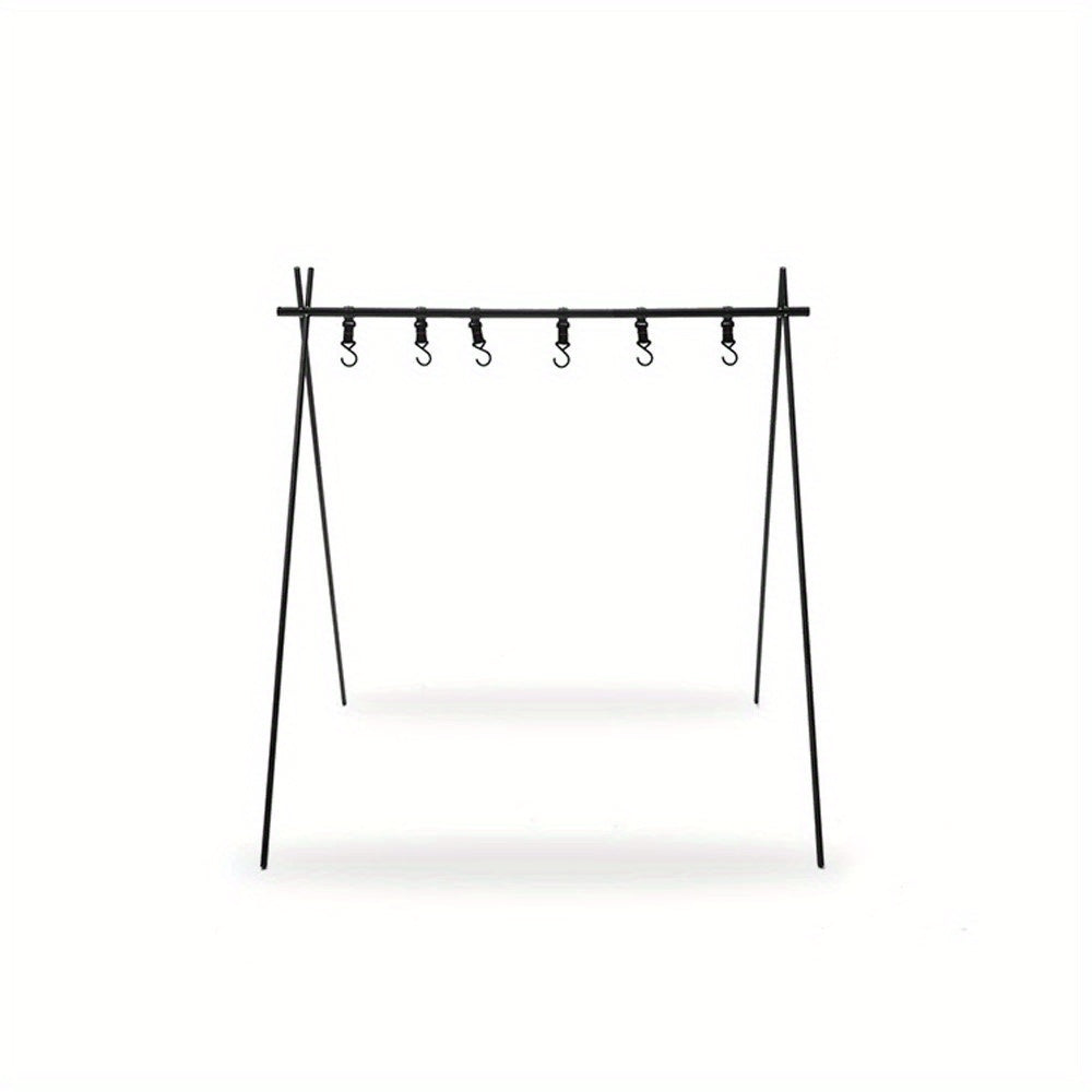 Portable Tripod Camping Hanging Rack with Hook Cookware and Clothes Drying Shelf