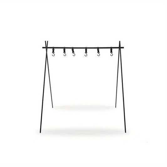 Portable Tripod Camping Hanging Rack with Hook Cookware and Clothes Drying Shelf