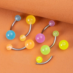 6 Pcs Glow Dark Belly Button Rings 14G Stainless Steel Sexy Body Piercing Jewelr