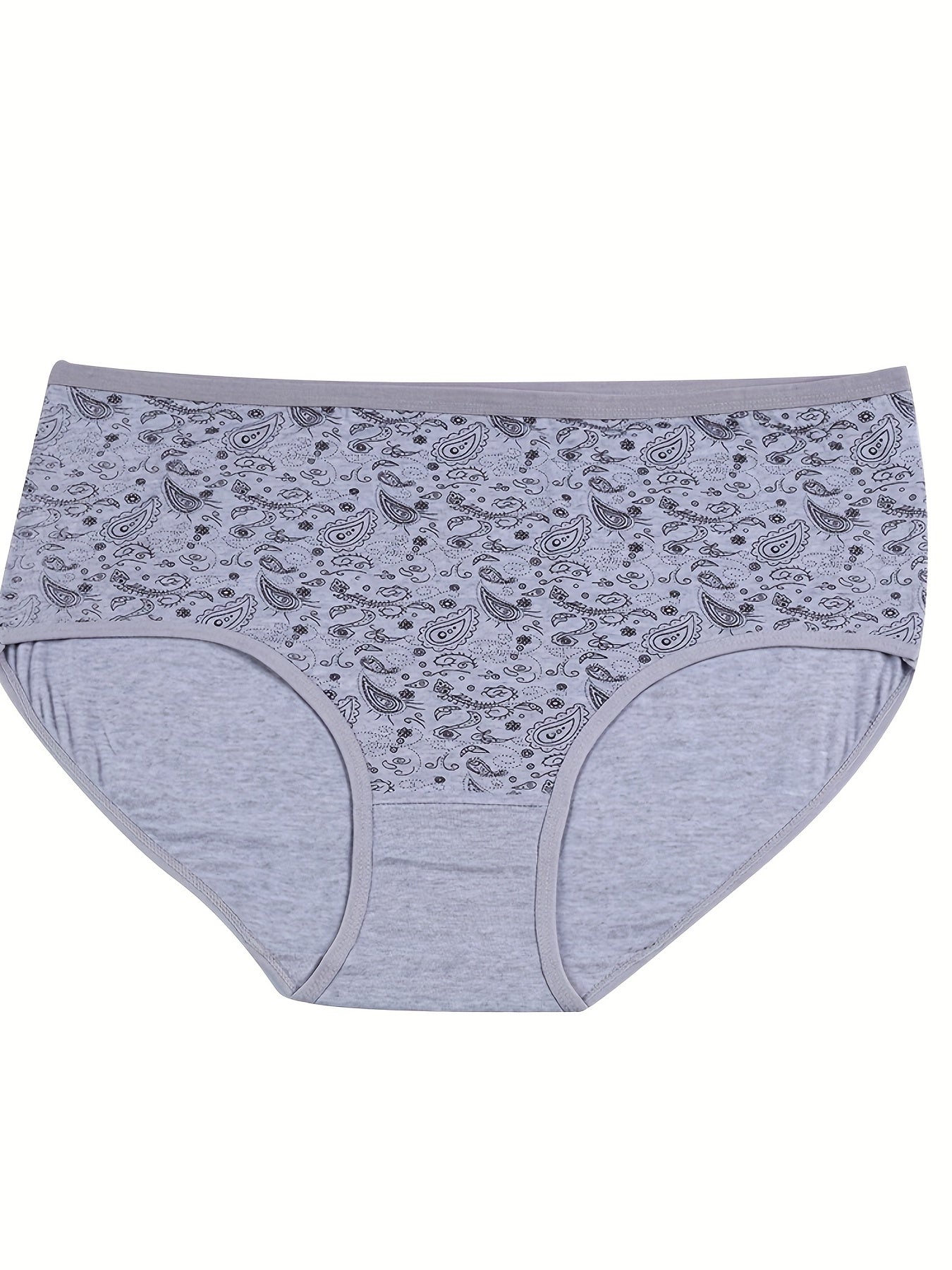 4 Pack Plus Size Boho Underwear Set Women's Paisley Print Soft Panty Set