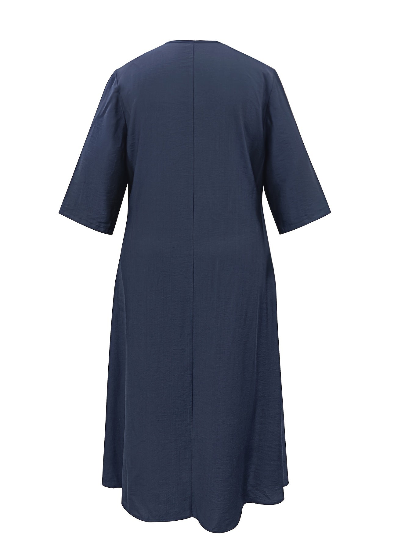  Women's Solid Half Sleeve V Neck Maxi Dress With Pockets