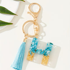 Sequins Alphabet Keychain Resin Key Chain Ring Purse Bag Charm