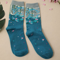 Landscape Print Socks Women's Stockings Mid Tube Socks