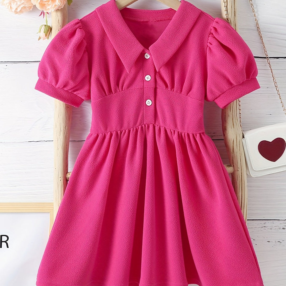 Toddler Girls Puff Sleeve Princess Dress For Party