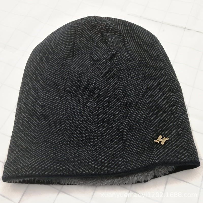 Men's Fleece Thickened Knitted Hat Winter Ear Protection Cap